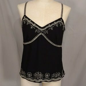 Black Silk Camisole Top Ann Taylor Quality Gold &B